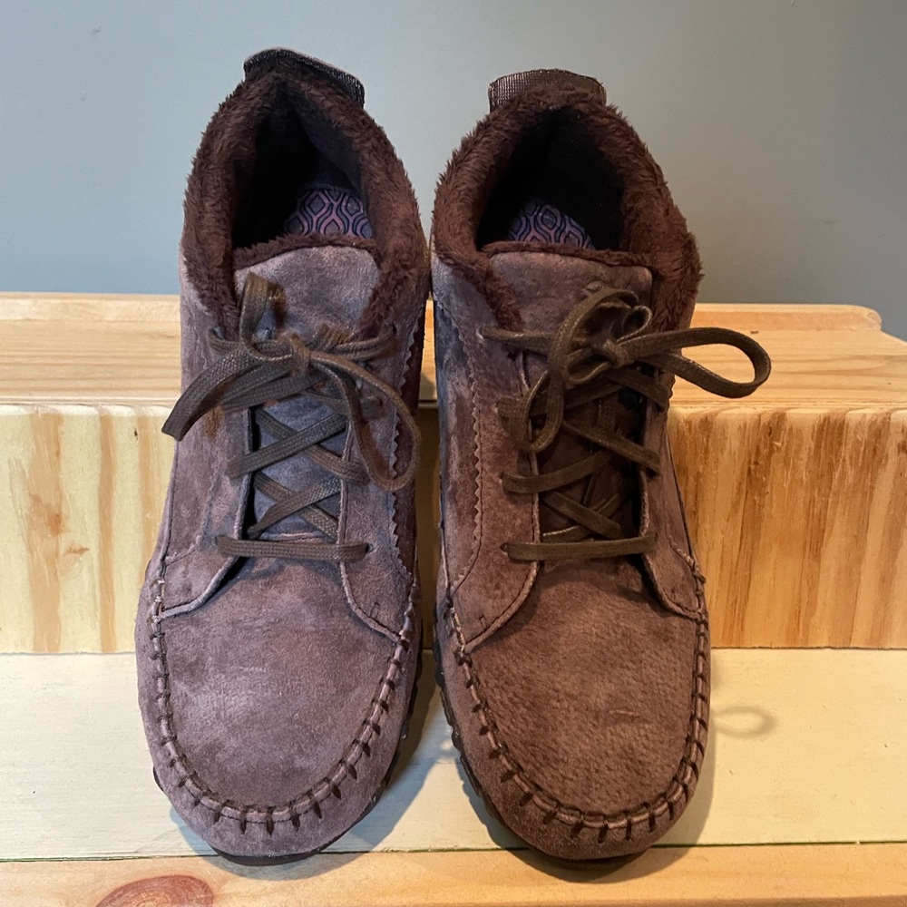 Skechers Ladies Suede Boots - Dark Brown - Picture 2 of 5